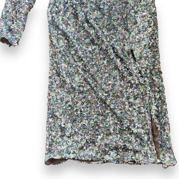 NWT Bronx and Banco Galaxy Silver Midi Dress One Shoulder Small (4 US) Women’s - Picture 4 of 11